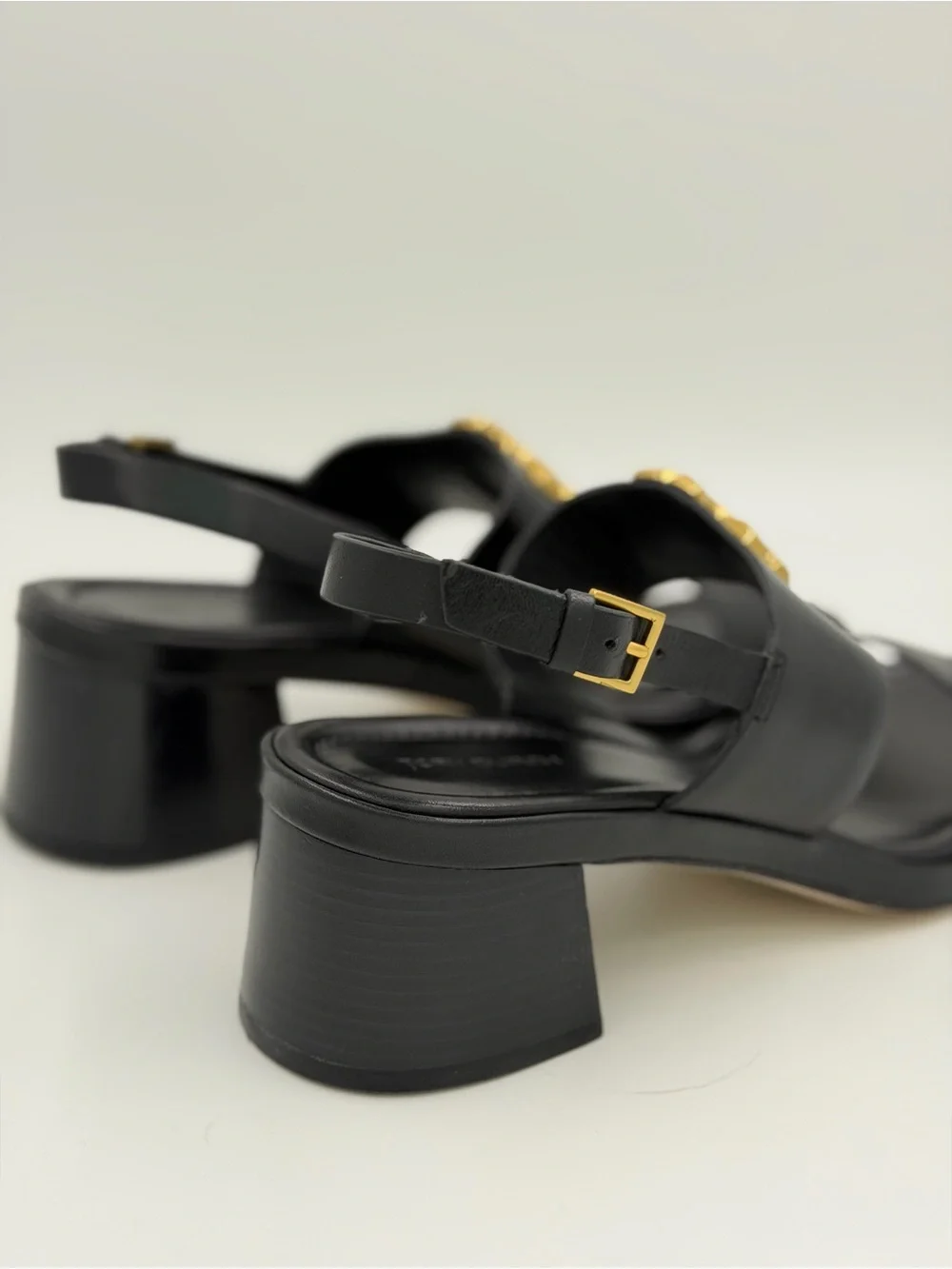 Tory Burch Eleanor 55mm Heel Sandals – Black/Gold – Size 8 – Worn Twice + Box